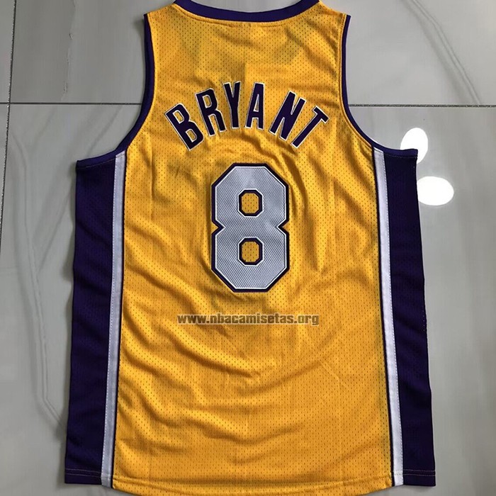 Camiseta Los Angeles Lakers Kobe Bryant NO 8 Mitchell & Ness 1999-00 Amarillo